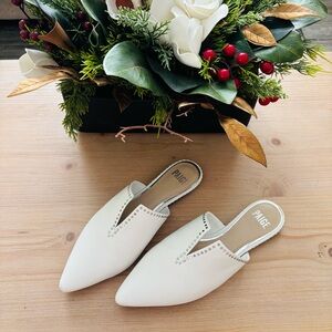 Paige Alia Studded Pointed Toe Mule Women’s Size 8 White Leather MSRP $278